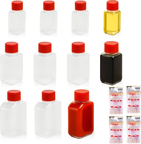 Vista 4 de JapanBargain 2054, botellas de viaje japonesas para aderezo con salsa de soja, botellas de chorro para apretar, mini recipientes para salsa