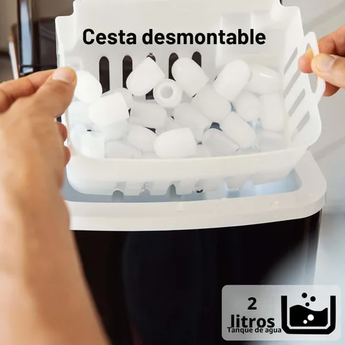 Vista 5 de Silonn - Máquina para hacer hielo con encimera, 9 cubos listos en 6 minutos, 26 libras en 24 horas, máquina de hielo autolimpiante con cuchara