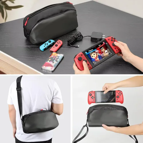 Vista 7 de Gepicest Carrying Case for Steam Deck Rog Ally Switch Hori Split Pad Pro Handheld Console Accessories Dock Station AC Charger Soft Sling Shoulder