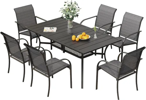Vista 40 de VICLLAX Juego de 2 sillas de patio pequeñas para exteriores, juego de sillas apilables para patio y mesa de comedor cuadrada para porche delantero