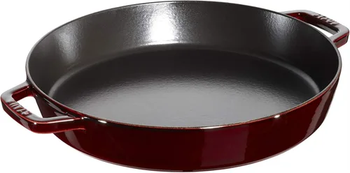 Vista 5 de Staub Sartén de hierro fundido de 13 pulgadas con doble asa - Cereza, fabricada en Francia