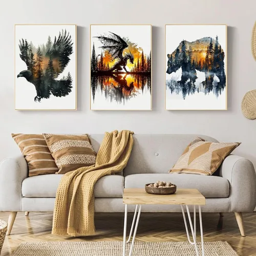 Vista 6 de Paquete de 6 kits de pintura de diamantes de animales para adultos, kits de arte de diamantes para adultos, kits de pintura de diamante 5D