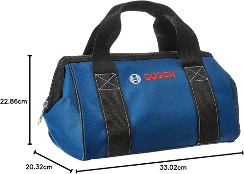 Vista 5 de Bosch 2610041759 - Bolsa de herramientas de lona resistente de 13 x 9 x 9 pulgadas, color azul oscuro Reinforced Handles Zippered Main