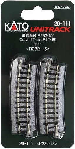 Vista 4 de Kato USA Model Train Products Unitrack, 282mm (11") Radius 15-Degree Curve Track (4 piezas)