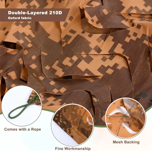 Vista 3 de PATIKIL Camouflage Netting Camo Net 210D Oxford Durable Camo Mesh Netting Blind Sunshade Hunting Shooting Hide Army for Camping Theme Party