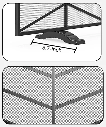 Vista 7 de Fire Beauty Panel único de chimenea de hierro forjado con malla de zigzag, protector contra chispas de fuego para sala de estar, decoración