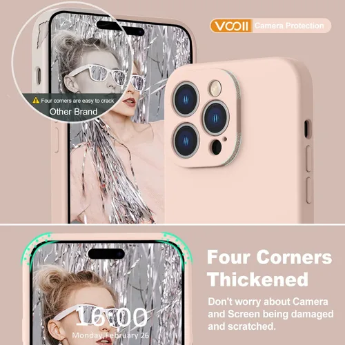 Vista 3 de Vooii Funda magnética compatible con iPhone 14 Pro Max, protector de pantalla 9H, protector de cámara, forro de microfibra suave, funda de silicona