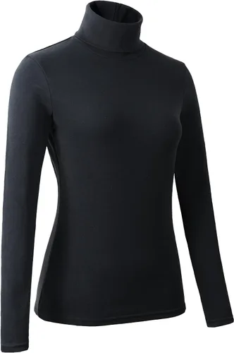 Vista 3 de suéter básico de cuello alto de algodón suave para mujer
