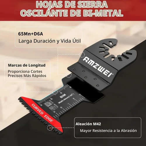 Vista 6 de AMZWEI 10 piezas cuchillas oscilantes bimetálicas para herramientas de corte de metal, cuchillas multiherramienta de borde curvado de 1-3/4