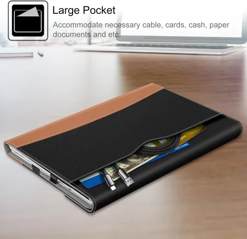 Vista 4 de Funda Fintie para Microsoft Surface Pro 7 Plus, Surface Pro 7/6/5/4/3 de 12,3 pulgadas - Cubierta de negocios tipo portafolio con bolsillo, Negro