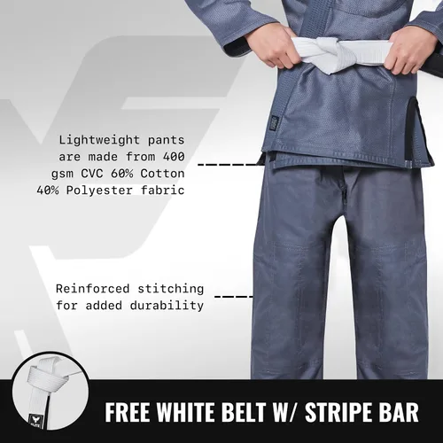 Vista 4 de Elite Sports Kids BJJ GI - Kimono brasileño Jiujitsu Gi con tela preencogida y cinturón, para niños y jóvenes, aprobado por la IBJJF