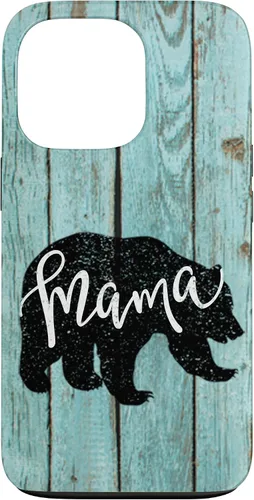 Vista 10 de Turquoise Woodgrain Rustic Farmhouse Shiplap Wood Mama Bear Case for iPhone 17