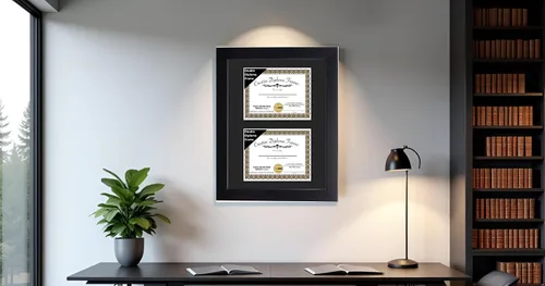 Vista 5 de Creative Picture Frames Marco de diploma doble clásico negro de 6 x 8 pulgadas con vidrio negro y colgador de pared instalado