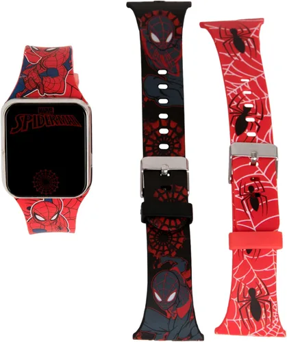 Vista 4 de Spider-Man and Miles Morales - Juego de reloj LCD intercambiable para niños, Varios colores, Reloj