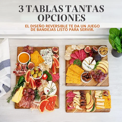 Vista 7 de Chorus - Juego de tablas de cortar de madera de acacia con ranura para jugo