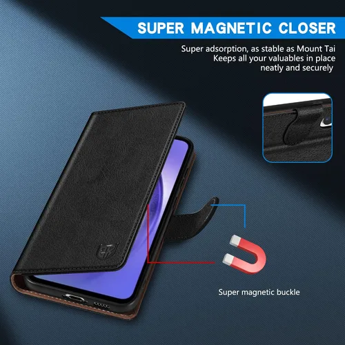 Vista 3 de ZZXX Funda tipo cartera para Samsung Galaxy A54 5G con bloqueo RFID, ranura para tarjetas, función atril, cierre magnético, funda protectora