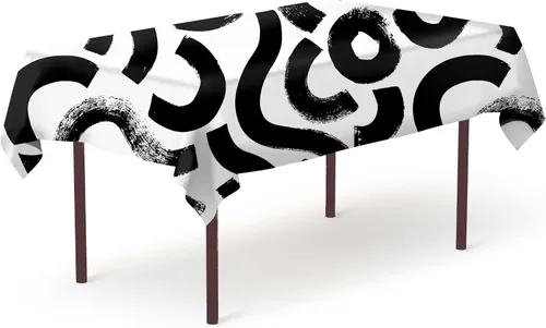 Vista 23 de Pomp - Mantel premium de poliéster con estampado abstracto de 52 x 52 pulgadas cuadradas Tela de fácil cuidado, resistente a arrugas y manchas