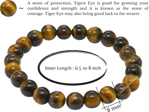 Vista 655 de Amazing Gemstone Pulsera de cristal para mujeres y hombres, pulsera de cristal curativo de protección, pulsera elástica con cuentas de piedras