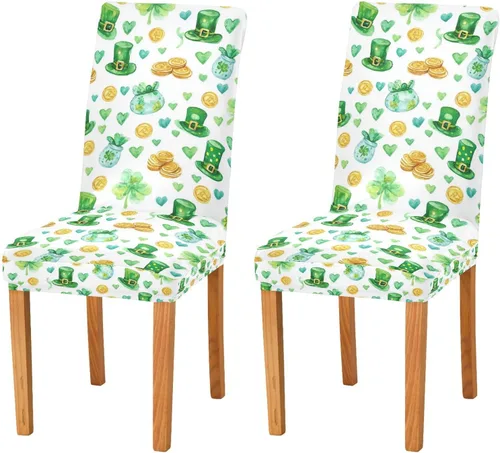 Vista 23 de Kcldeci Juego de 4 fundas de elastano para sillas de comedor navideñas, fundas elásticas para sillas de jengibre navideñas, fundas de asiento