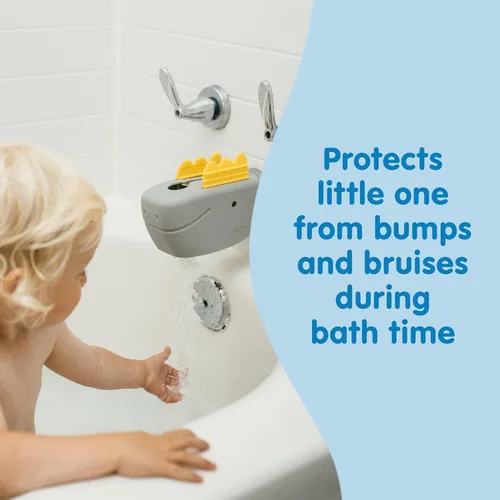 Vista 2 de Dr. Brown's CleanUp Dino-Soft - Cubierta de boquilla de baño para bebé, suave y segura en el grifo de la bañera, seguridad para la bañera para niños