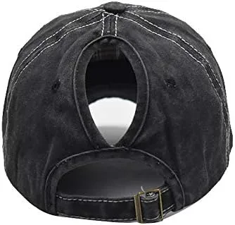 Vista 7 de Sombrero de cola de caballo desgastado para mujer, diseño de bandera americana, gorra de cola de caballo alta