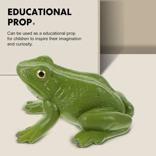 Vista 3 de NUOBESTY Figura de juguete realista de rana verde, modelo animal de plástico para educación científica de niños, figura de rana en miniatura