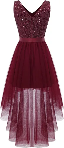 Vista 4 de Dressystar Vestido de lentejuelas brillantes con purpurina para mujer, vestido de cóctel de graduación, boda, vestido de fiesta formal de tul