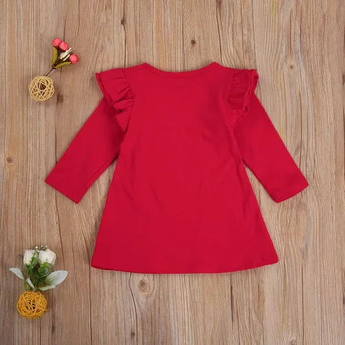 Vista 3 de Baby Girl 'sOne-Piece Skirt Long Sleeve Ruffled Shoulder and Elegant Dress for Little Girls