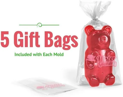 Vista 4 de Molde de oso gigante para gomitas, silicona de alta calidad + 2 recetas y 5 bolsas de regalo incluidas Haz grandes golosinas de oso