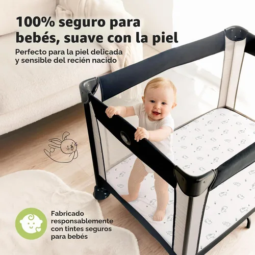 Vista 4 de Pack and Play - Juego de sábanas bajeras para cuna, paquete de 2 unidades conejitos