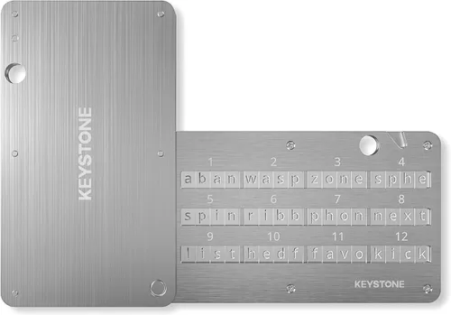 Vista 9 de KEYSTONE Almacenamiento de semillas criptográficas, cartera de metal con cápsula de acero criptográfico, respaldo de almacenamiento en frío