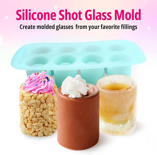 Vista 2 de Molde de silicona para vaso de chupito de 8 cavidades, molde de caramelo de chocolate de Pascua para dulces de corazón, bandeja antiadherente