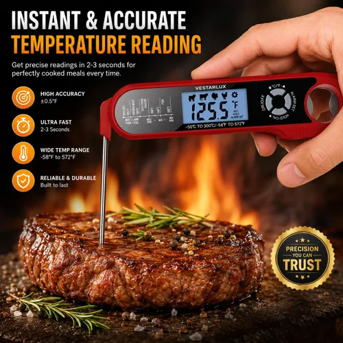 Vista 3 de Termómetro digital de lectura instantánea para carne Termómetro impermeable para cocina de alimentos Termómetro de cocina de alimentos
