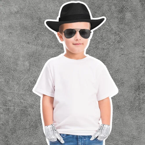 Vista 4 de Juego de 4 piezas de disfraz pop para niños, sombrero de cosplay, guantes de lentejuelas, gafas de sol y calcetines de tripulación, disfraz novedoso
