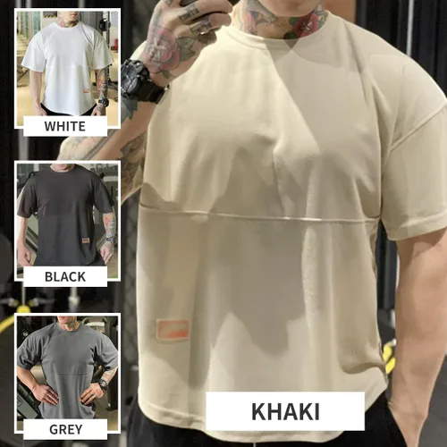 Vista 7 de maytopia Camiseta de entrenamiento de gimnasio para hombre, camisetas musculares transpirables de ajuste holgado seco, camiseta atlética de manga