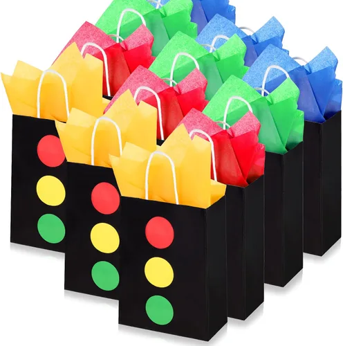 Vista 8 de Glenmal Paquete de 16 bolsas de regalo para autos de carreras con papel de seda a granel de 8.3 x 5.9 x 3.1 pulgadas, bolsas de recuerdo de fiesta
