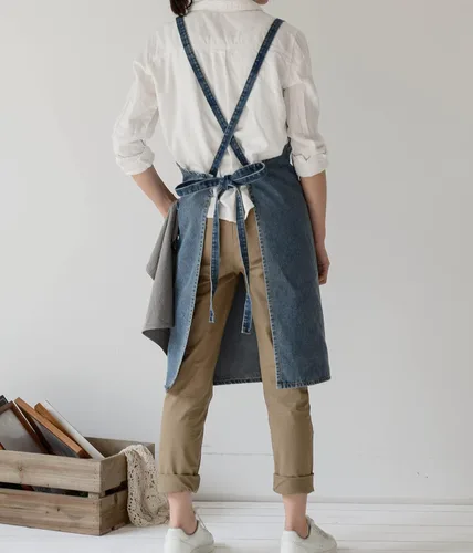 Vista 57 de Jeelow Delantal de cocina de algodón o sarga de algodón para hombres y mujeres, ajustable con bolsillos ajustables