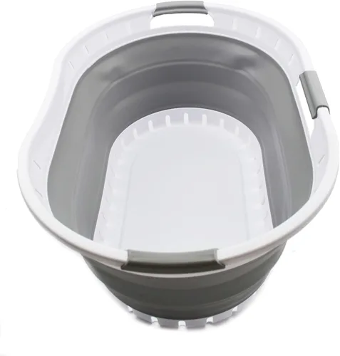 Vista 8 de SAMMART Cesta plegable de plástico para la ropa sucia de 44 litros (11.6 galones), contenedor de almacenamiento plegable, organizador y tina