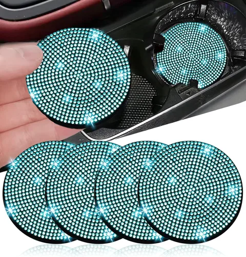 Vista 13 de NBTEPEM 2 posavasos de auto con diamantes de imitación, 2.75 pulgadas, antideslizantes, a prueba de golpes, universal, a la moda, para auto