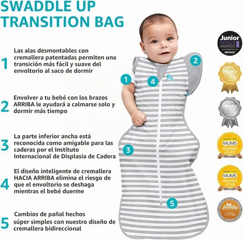 Vista 5 de Love to Dream Swaddle Up 2-in-1 Transition Bag 1.0 TOG, 8-13 lbs, Olive Big Sky Charcoal