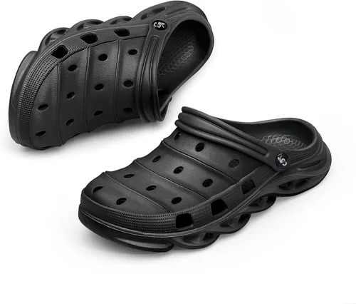 Vista 2 de KEMISANT Zuecos para hombre, unisex, sin cordones, para jardín, zapatos limpiadores, zapatos de trabajo en casa, acolchados, de apoyo