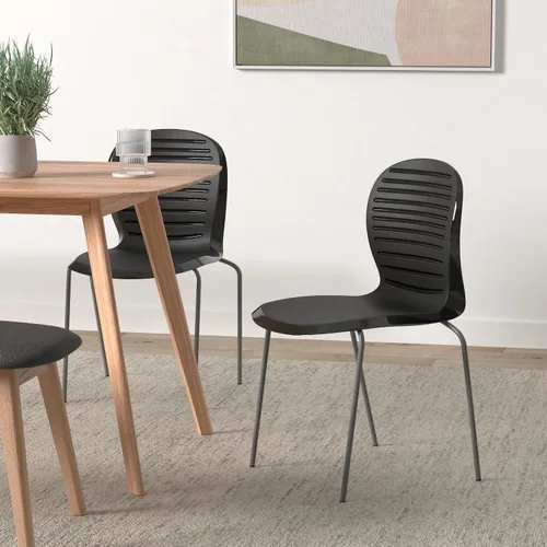 Vista 2 de Flash Furniture HERCULES Series 551 lb Capacidad Silla apilable negra
