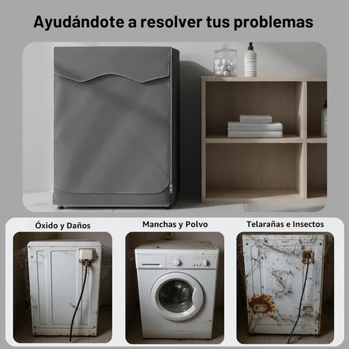 Vista 6 de MBOOM Funda para Lavadora y Secadora Impermeable para Exteriores, 600D Oxford de Servicio Pesado a Prueba de Polvo Carga Frontal Cubierta para Gris