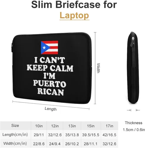 Vista 2 de Funda protectora para laptop con texto en inglés "I Can't Keep Calm I'm Puerto Ricane", funda protectora para laptop, maletín de transporte