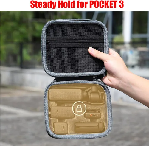 Vista 4 de Funda Pocket3 para DJI Osmo Pocket 3 Accesorios de la cámara Bolsa de la manija de la batería Mini Trípode Transmisor Cubierta protectora de viaje