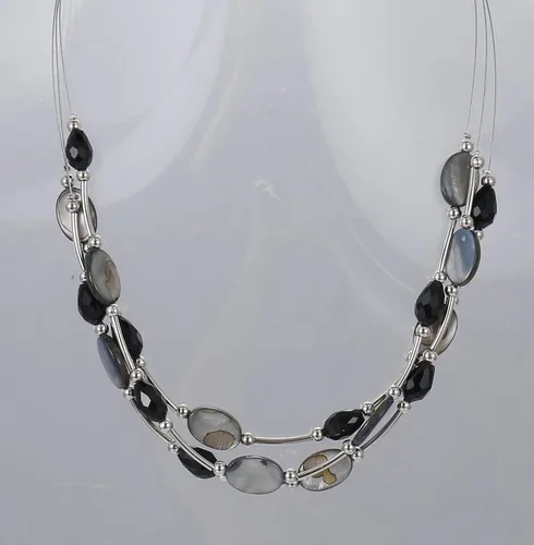 Vista 2 de PEARL&CLUB Collar de cristal en capas para mujer, gargantilla con cadena de plata gruesa, regalos de cumpleaños para mujer