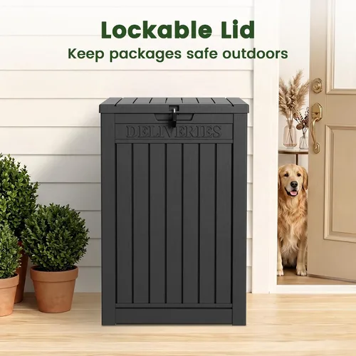 Vista 6 de 50 Gallon Package Delivery Box for Outside with Lockable Secure, Waterproof Black-new
