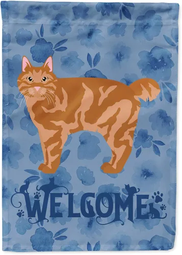 Vista 316 de Caroline's Treasures CK4813CHF - Bandera de bienvenida con gato abisinio azul, manga grande, para porche, para colgar en la pared, poliéster