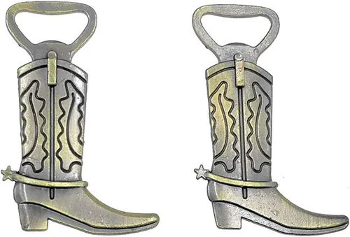 Vista 3 de Abridor de botellas para botas de vaquero para recuerdos de fiesta de boda (12 unidades, tono bronce)