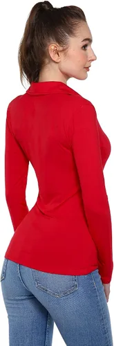 Vista 4 de AmélieBoutik Polo de manga larga con cuello en V para mujer